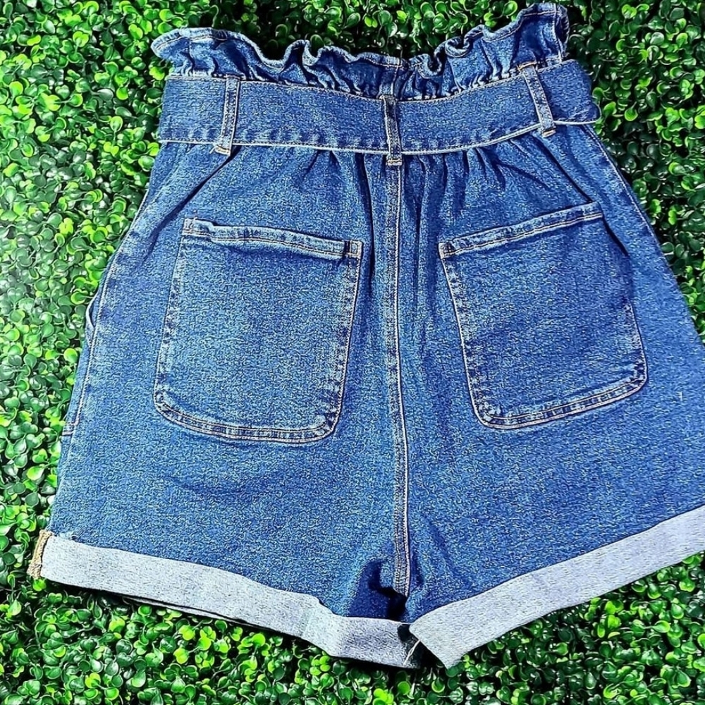 Paper Bag Denim Cuffed Shorts - Picture 5 of 5